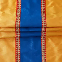 SAKA DESIGNS Blue & Mustard Regal Striped Silk Blend Table Runner image 3