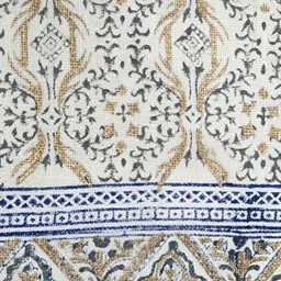 DESIGN GAATHA Cream Coloured & Blue 6 Pieces Floral Printed Table Mats With Table Runner image 3