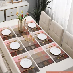 HOKIPO 7 Pieces Printed Tablemats with Table Runner image 3