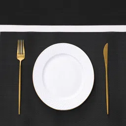 HOKIPO Black 7-Pieces Solid Rectangular Table Placemats & Table Runner image 2