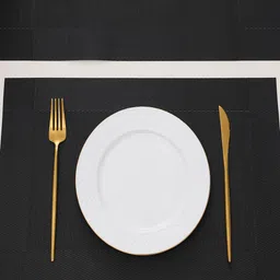 HOKIPO Black 7-Pieces Solid Rectangular Table Placemats & Table Runner image 5