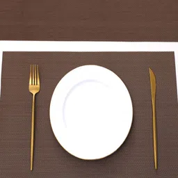 HOKIPO Brown 5-Pieces Solid Rectangular Table Placemats & Table Runner image 3