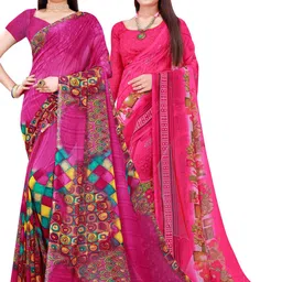 KALINI Magenta & Pink Pure Georgette Saree-33