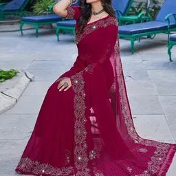 Mitera Mirror Work Pure Georgette Saree-picture-14