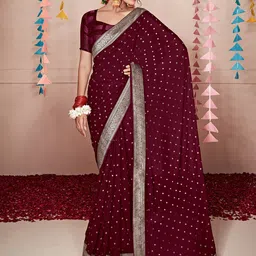 Anouk Polka Dots Printed Woven Design Pure Georgette Saree-image-15