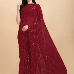 KALINI Embellished Sequinned Pure Georgette Saree-picture-10