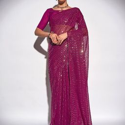 Mitera Embellished Sequinned Pure Georgette Saree-picture-50