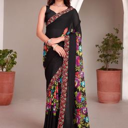 Ambuja International Floral Printed Saree With Blouse Piece-image-87