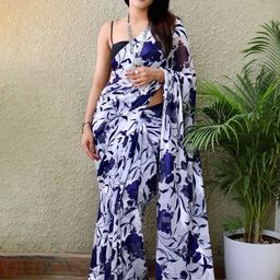 SANJANA SILK Floral Printed Pure Georgette Saree-image-29