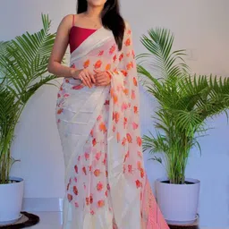 SANJANA SILK Floral Printed Pure Georgette Saree-image-36