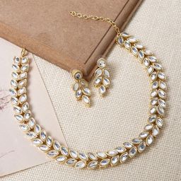 TEEJH Harshita Gold-Plated Kundan-Studded Jewellery Set-image-36