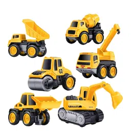 OPINA Kids 6-Pcs Die Cast Pull Back Construction Metal Vehicle Set-19