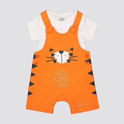 mothercare Infant Girls Printed Pure Cotton Dungaree Set-46