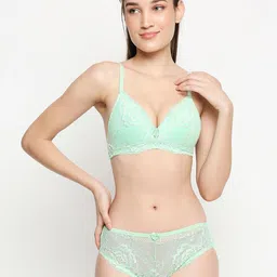Lady Love Women Green Self-Design Lingerie Set LLSET9003Green-image-58