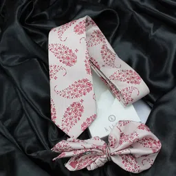 KOVOVE Men Pink & Red Pack of 2 Printed Tie & Pocket Square Set-48