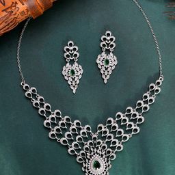 Voylla Rhodium-Plated CZ-Studded Jewellery Set-image-48