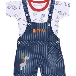 Wish Karo Boys Striped Cotton Dungarees With T-Shirt-image-11