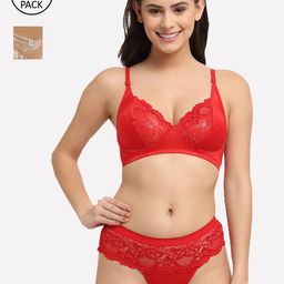 Friskers Women Pack of 2 Non Padded Lingerie Set-image-23