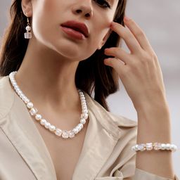 Rubans Gold-Plated Crystals Studded Necklace & Earrings With bracelet-image-36