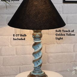 Homesake Black & Turquoise Blue Signature Rustic Rope Table Lamp With Cone Shade-21
