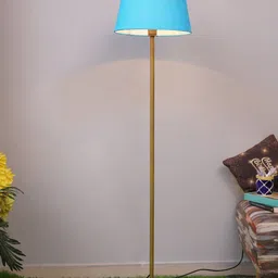 Homesake Turquoise Blue & Gold Contemporary Floor Lamp with Shade-12
