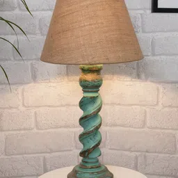 Homesake Beige Signature Rustic Rope Algae Table Lamp With Jute Cone Shade-10