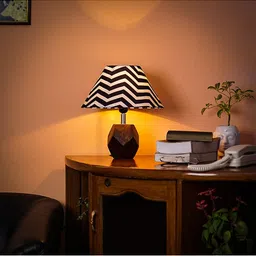 Pinecraft INTERNATIONAL Black & White Sefinn Table Lamp with Cotton Shade-5