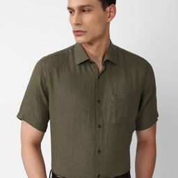 Van Heusen Men Olive Green Formal Shirt-image-101