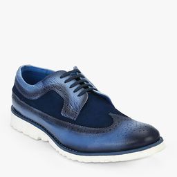 Ninety9steps Men Blue Lace-up Full Brogues-image-35