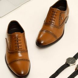 ID Men Tan Formal Brogue Shoes-image-77