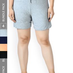 IndiWeaves Women Pack Of 4 Printed High-Rise Pure Cotton Shorts-34