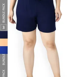 IndiWeaves Women Pack Of 3 High-Rise Pure Cotton Shorts-image-70