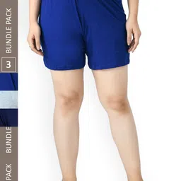 IndiWeaves Women Pack Of 3 High-Rise Pure Cotton Shorts-image-71