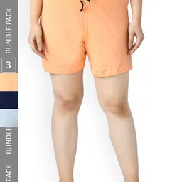 IndiWeaves Women Pack Of 3 High-Rise Pure Cotton Shorts-image-68