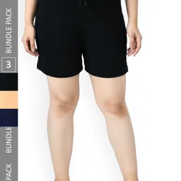 IndiWeaves Women Pack Of 3 Pure Cotton Shorts-image-24