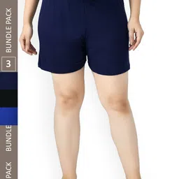IndiWeaves Women Pack Of 3 Pure Cotton Shorts-image-7
