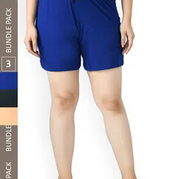IndiWeaves Women Pack Of 3 Pure Cotton Shorts-image-20