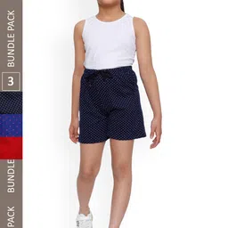 IndiWeaves Girls Pack Of 3 Polka Dots Printed High-Rise Pure Cotton Shorts-image-96