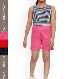 IndiWeaves Girls Pack Of 3 High-Rise Pure Cotton Shorts-image-56