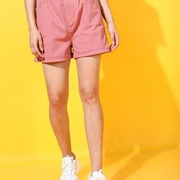 Tokyo Talkies Women Rose High-Rise Shorts-image-39