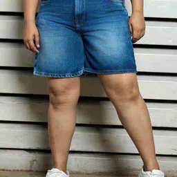 Freeform by High Star Plus Size Women Washed High-Rise Shorts-image-74
