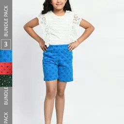BAESD Girls Pack Of 3 Conversational Printed High-Rise Pure Cotton Shorts-image-72