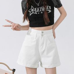 StyleCast x Revolte Women White Slim Fit High-Rise Denim Shorts-image-49