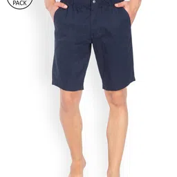 Jockey Men Pack of 2 Navy Blue Solid Straight fit Lounge Shorts-picture-31