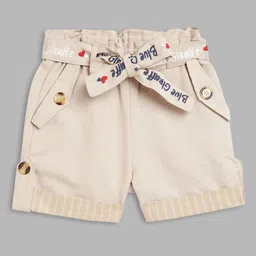 Blue Giraffe Girls Beige Pure Cotton Shorts-picture-15