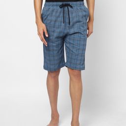Ajile by Pantaloons Men Blue & Black Checked Lounge Shorts-image-89