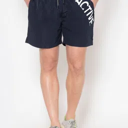 BODYACTIVE Men Navy Blue & White Printed Shorts-image-55