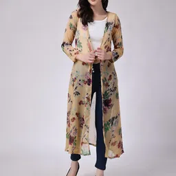 SCORPIUS Floral Printed Longline Shrug-38