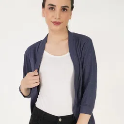 TEEMOODS Women Navy Blue Shrug-25