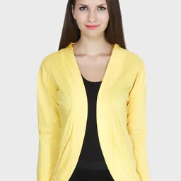 TEEMOODS Women Yellow Monochrome Shrug-image-122
